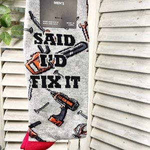 💥Men’s “said I’d fix it” sayings socks grey/red